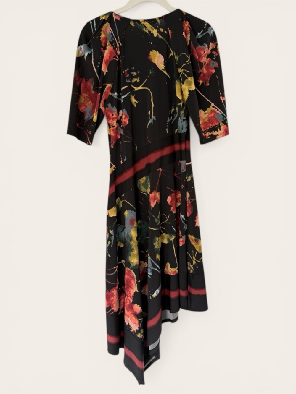 BCBG MaxAzria asymmetrical faux wrap floral jersey dress Maximalist size small - Picture 4 of 5